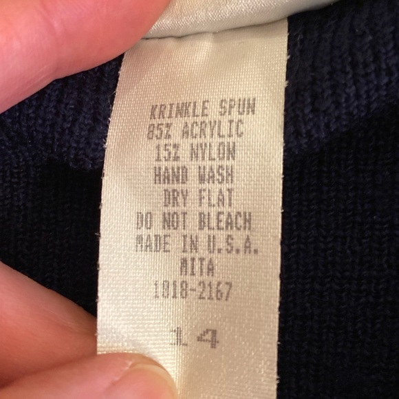 Mita Vintage Womens Navy Short Sleeve Knit Top Blazer w gold Buttons / Size 14 - Picture 8 of 9